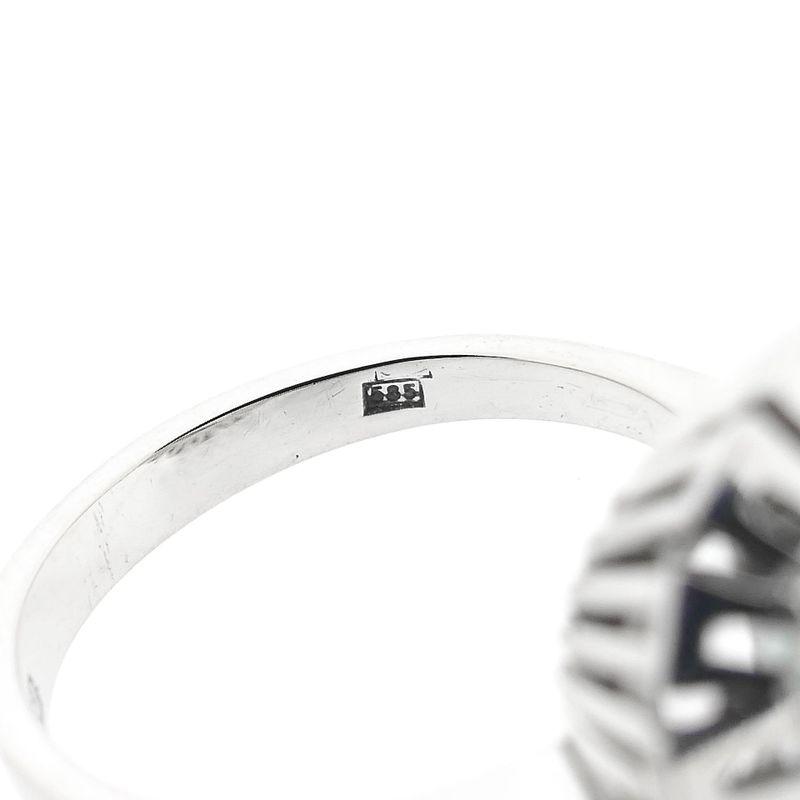 Image 8 of 14K White Gold Ring with Light Blue Zirconia; Size 17.5
