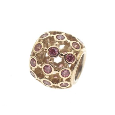 Image 1 of Pandora charm; Gold; Pink Stones