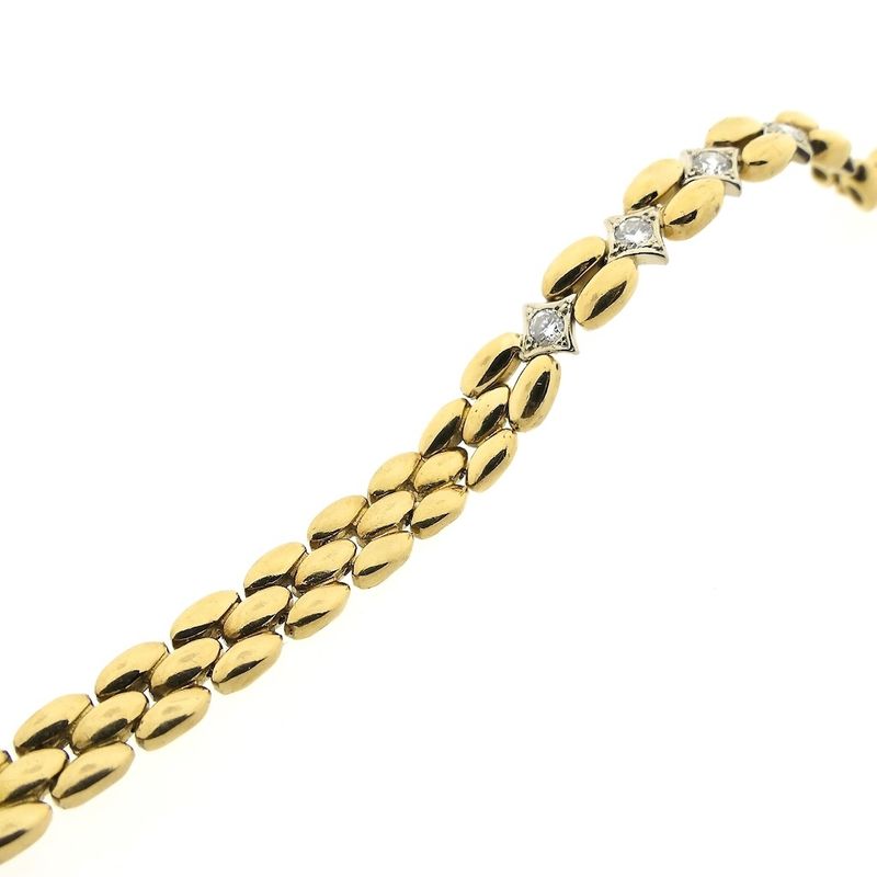 Image 9 of Gold Bismarck link bracelet with 0.4 ct diamond.