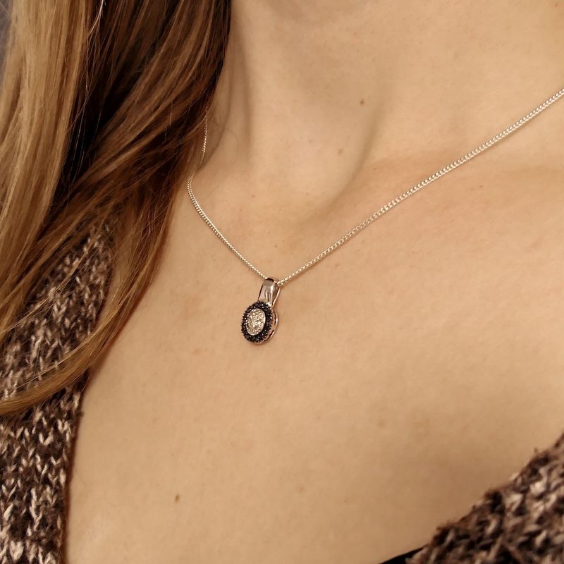 Image 7 of White gold entourage pendant with black diamond | 0.28 ct.