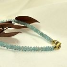 Image 7 of Gold beaded bracelet with aquamarine
