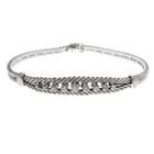 Image 1 of Vintage white gold foxtail link bracelet with diamonds; 0.45 ct.