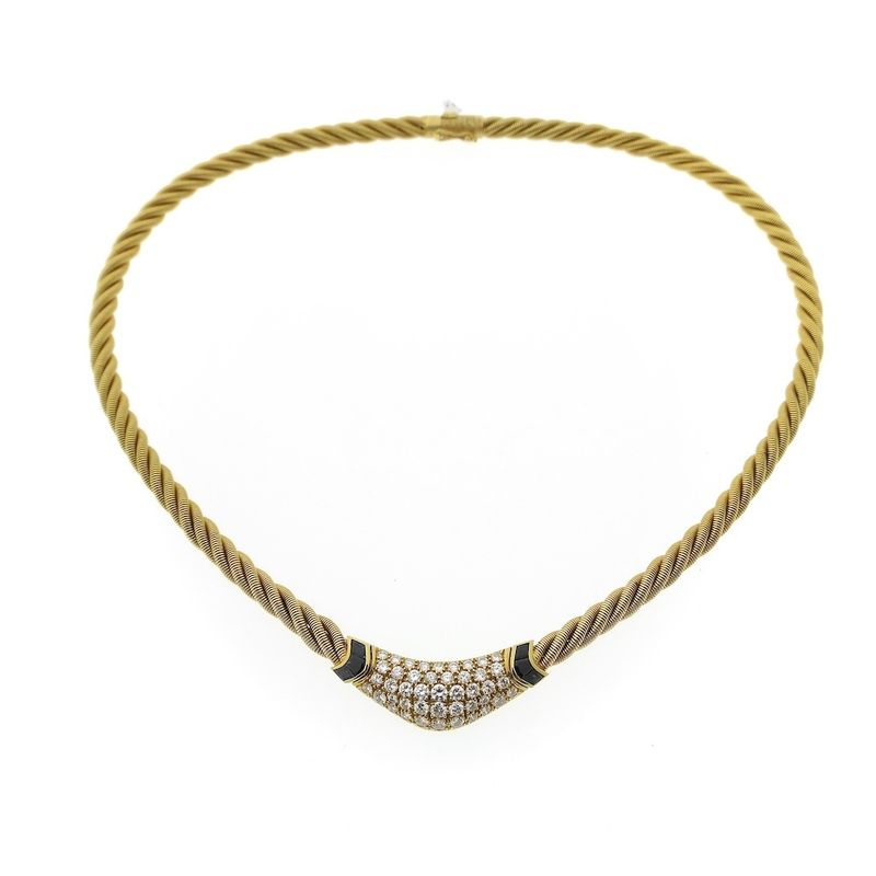 Image 4 of 18-karat gold necklace with diamonds and sapphire; Wellendorf | 42 cm
