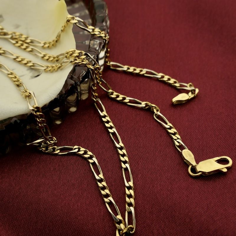 Image 8 of Two-tone gold Figaro link chain