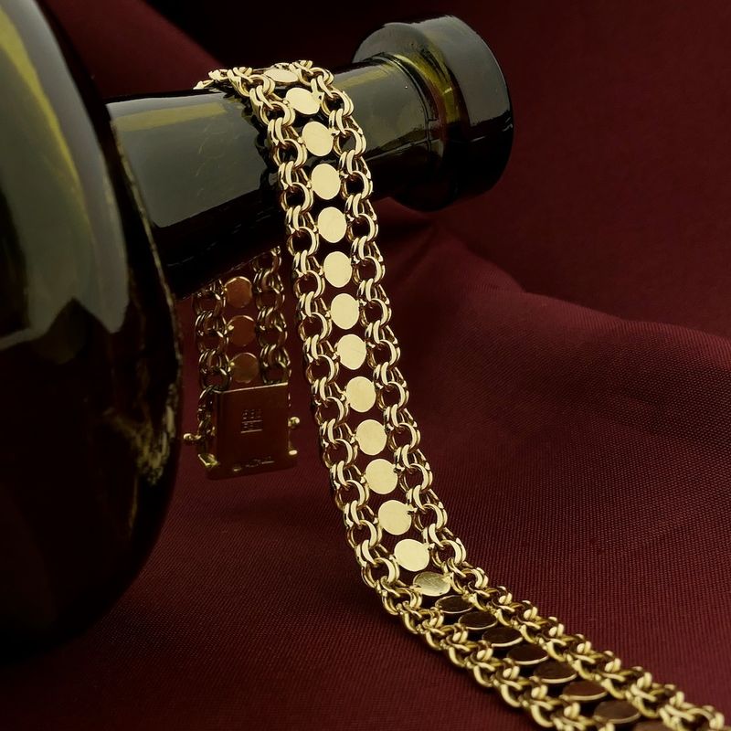 Image 2 of Gold gallery wire link bracelet.