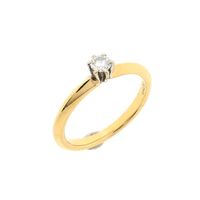 Gold solitaire ring with diamond; 0.15 ct.