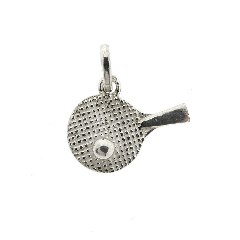 Image 2 of Silver charm of a badminton racket with a ball