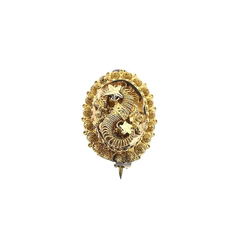 Image 1 of Antique gold brooch of a hat bell