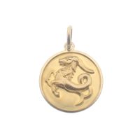 Gold zodiac sign pendant; Capricorn.