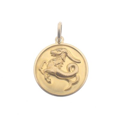 Image 1 of Gold zodiac sign pendant; Capricorn.