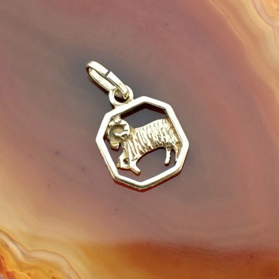 Image 2 of Gold zodiac sign pendant; Aries