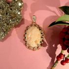 Image 2 of Antique gold pendant with cameo, sapphire and diamonds; 0.21 ct.