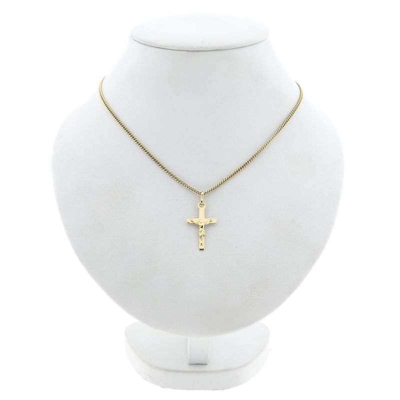 Afbeelding 3 van Gouden hanger van een kruis met corpus