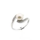 Image 1 of 18k White Gold Ring with Pearl and Diamonds