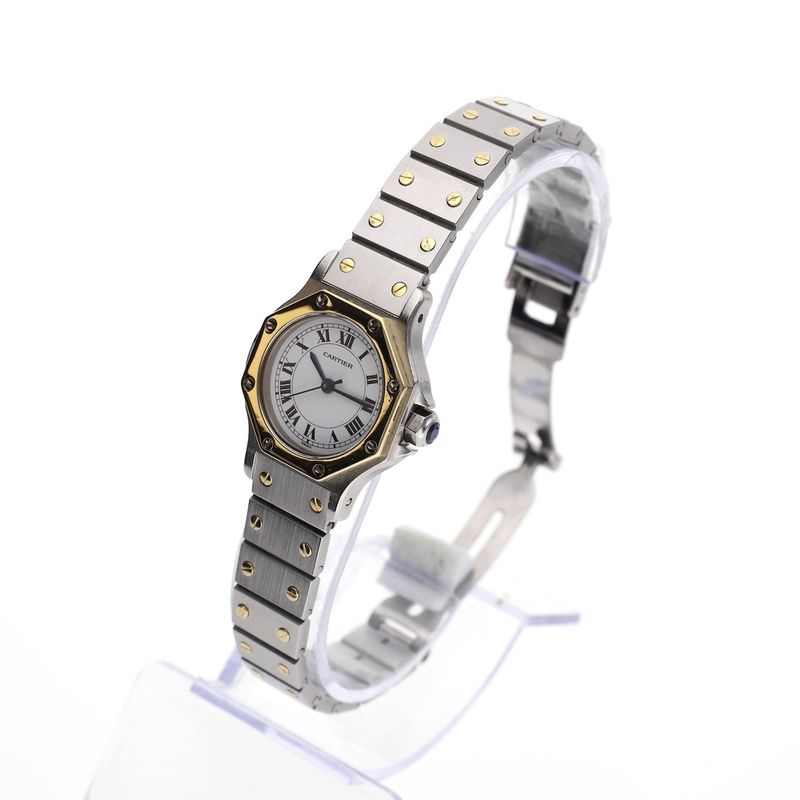 Image 2 of Cartier Santos Octagon Automatic 0907; 18k gold/steel women's watch