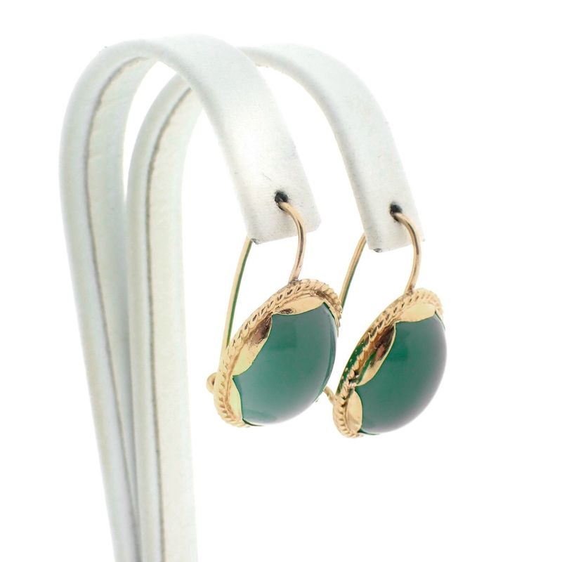 Image 3 of Gold earrings with nephrite/jade | Vintage