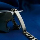 Image 1 of Silver robust gourmet link bracelet with engraving plate