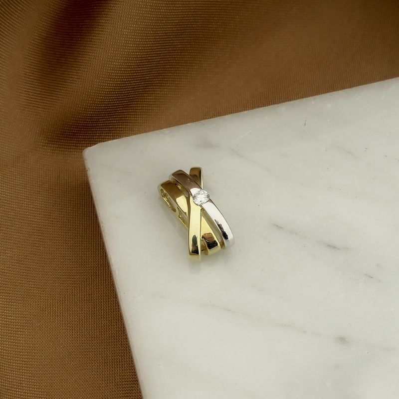 Image 2 of Two-tone gold pendant with diamond | 0.10 ct.