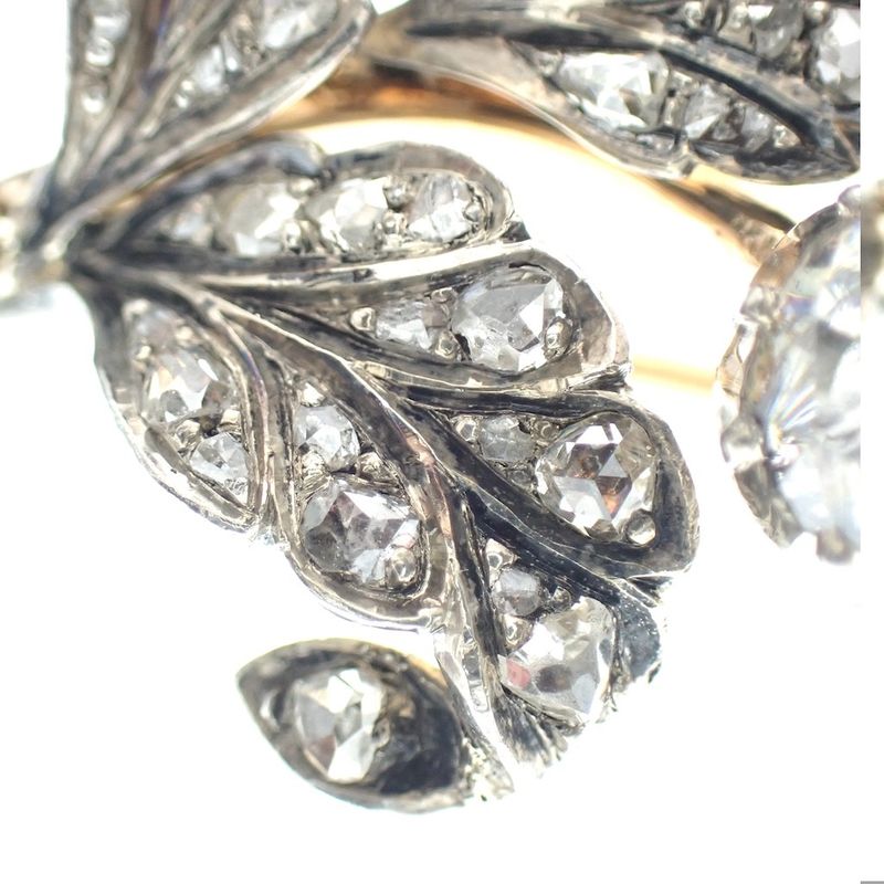 Image 8 of Antique gold and silver brooch with diamonds; approx. 1.00 ct.