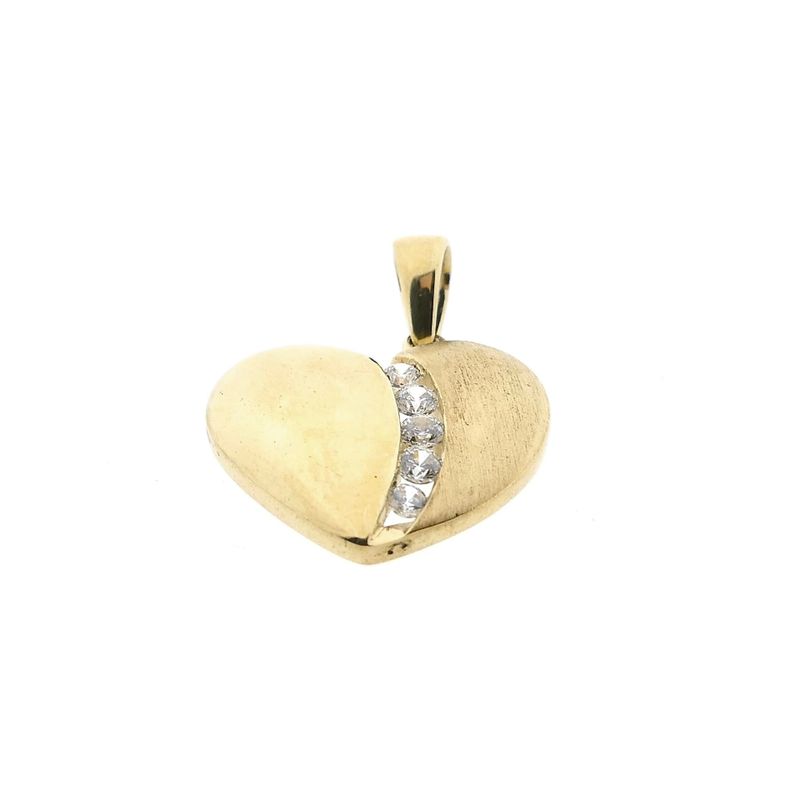 Image 7 of Gold Heart Pendant with Zirconia; 9 Karat