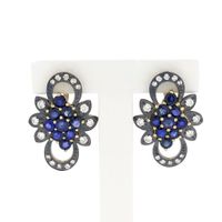 Gold/silver earrings with sapphire and diamond; Approx. 0.51 ct.