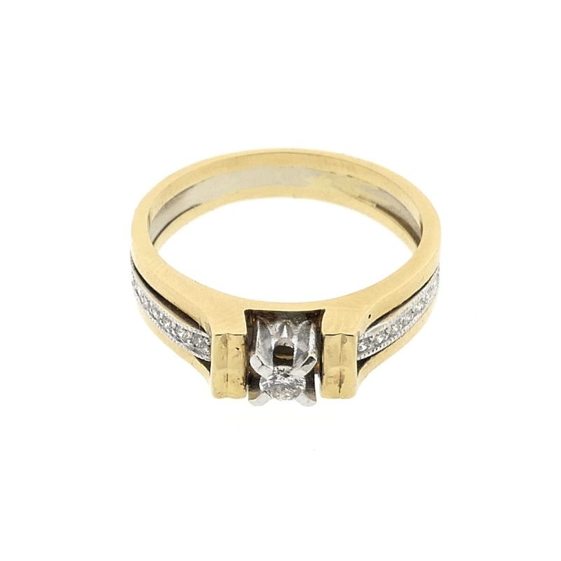 Image 6 of Two-tone gold ring with diamond; 0.21 ct.