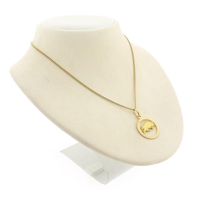 Image 4 of 18 carat gold zodiac sign pendant; Taurus