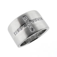 White gold ring with cross of diamonds 0.60 ct.