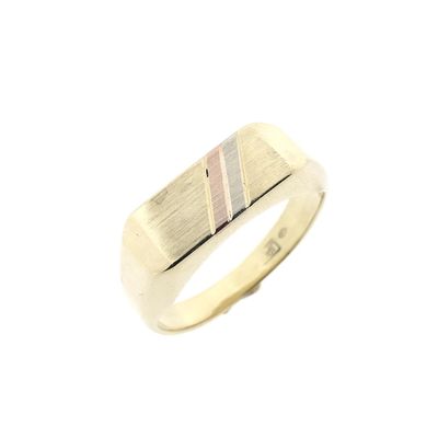Image 1 of Tricolor gold men's signet ring.