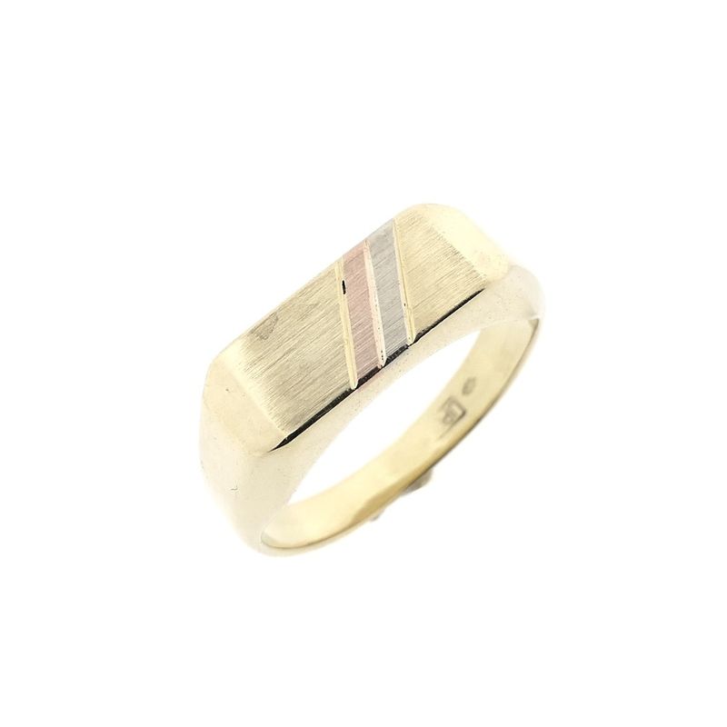 Image 1 of Tricolor gold men's signet ring.