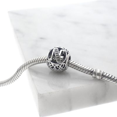 Image 2 of Pandora alphabet charm; Silver; Letter N