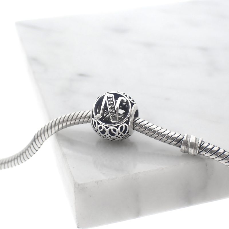 Image 2 of Pandora alphabet charm; Silver; Letter N