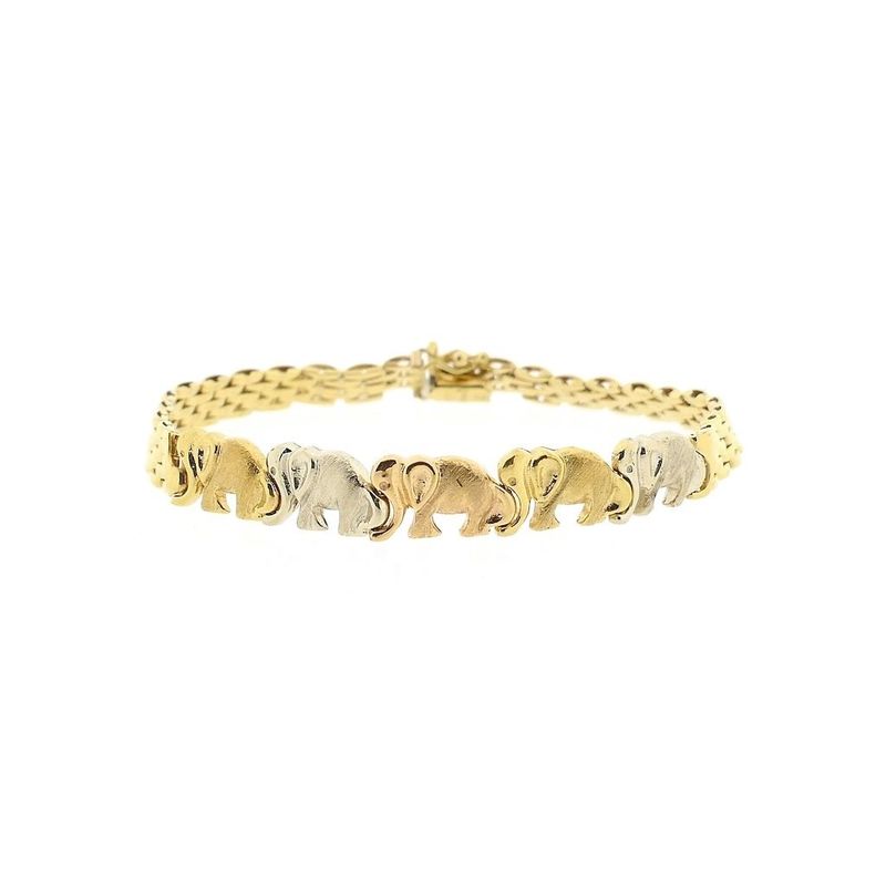 Image 3 of Tricolor gold bracelet with elephants