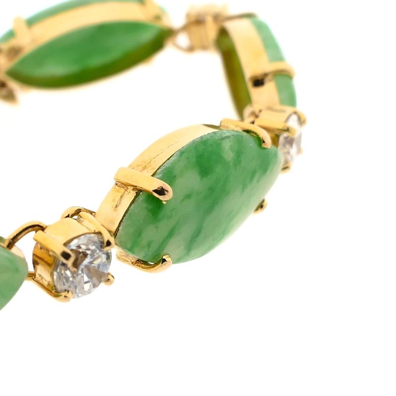 Image 6 of Gold Gourmet Link Bracelet with Jade and Zirconia