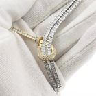 Image 7 of Bicolor Gold Bar Necklace with Zirconia