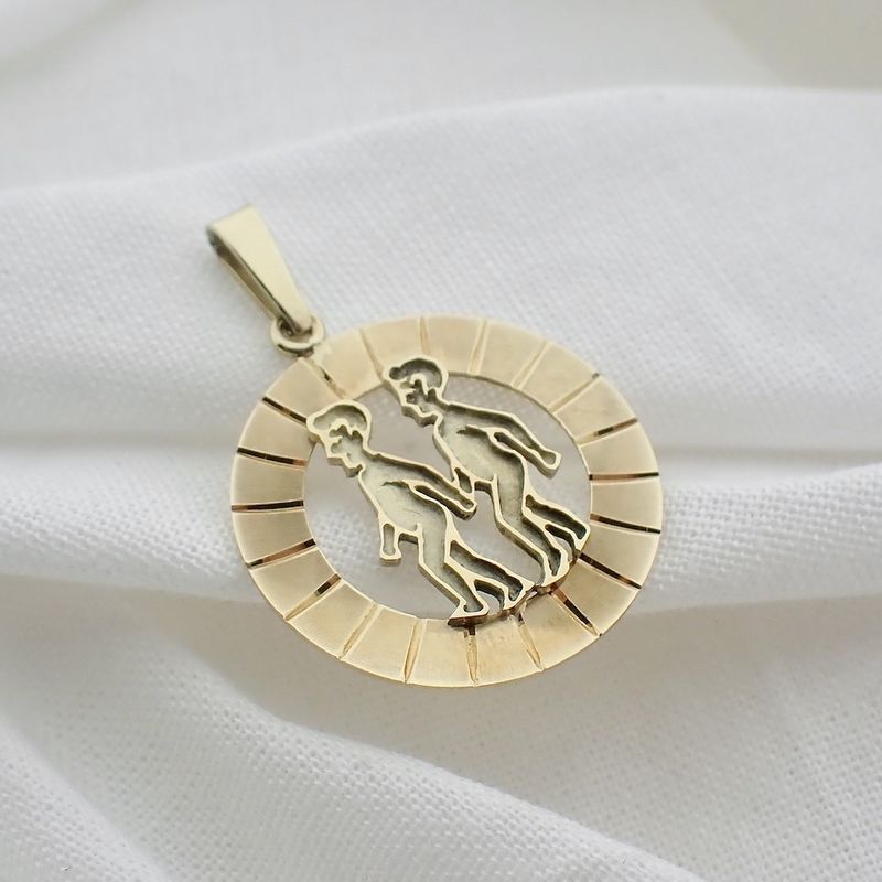 Image 4 of Gold zodiac sign pendant; Gemini