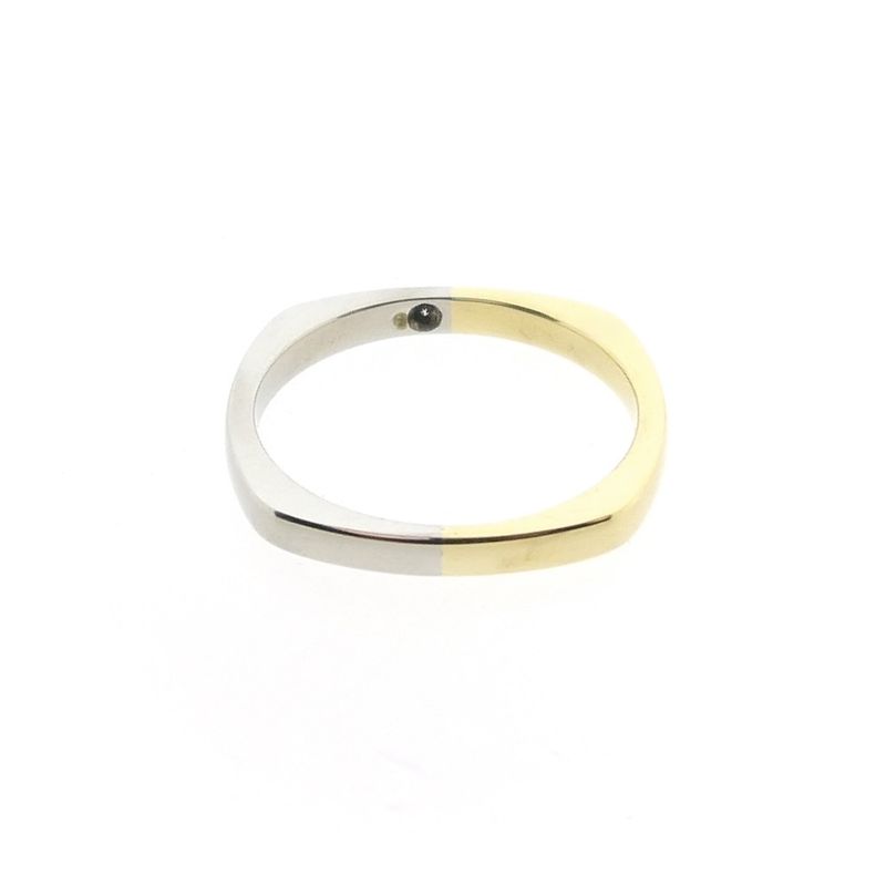 Image 7 of Two-tone gold square solitaire ring with diamond; 0.01 ct.