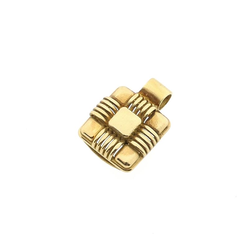 Image 6 of Vintage gold square pendant with pattern