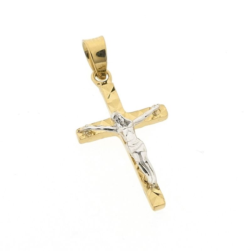 Image 2 of Two-tone gold pendant of a cross with corpus