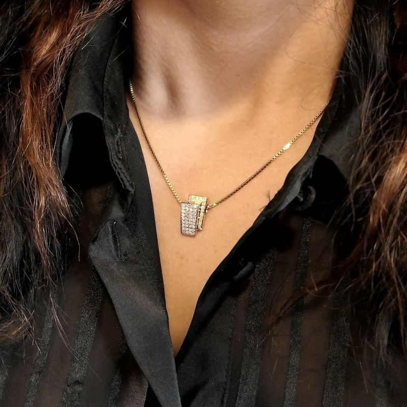 Image 2 of Two-tone gold pendant pavé set with diamond | 0.24 ct.