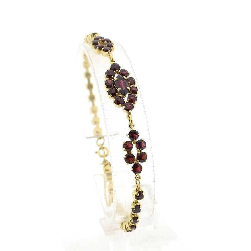 Afbeelding 1 van Vintage gouden armband met granaat | 18,5 cm