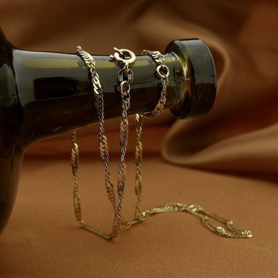 Image 2 of Gold twisted gourmet link necklace | 40.5 cm - 46 cm