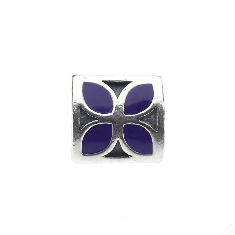 Image 3 of Pandora charm; Silver; Purple Flower