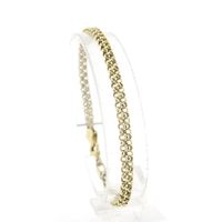 Gold double jasseron link bracelet | 19 cm