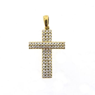 Image 1 of Gold pendant of a cross with zirconia