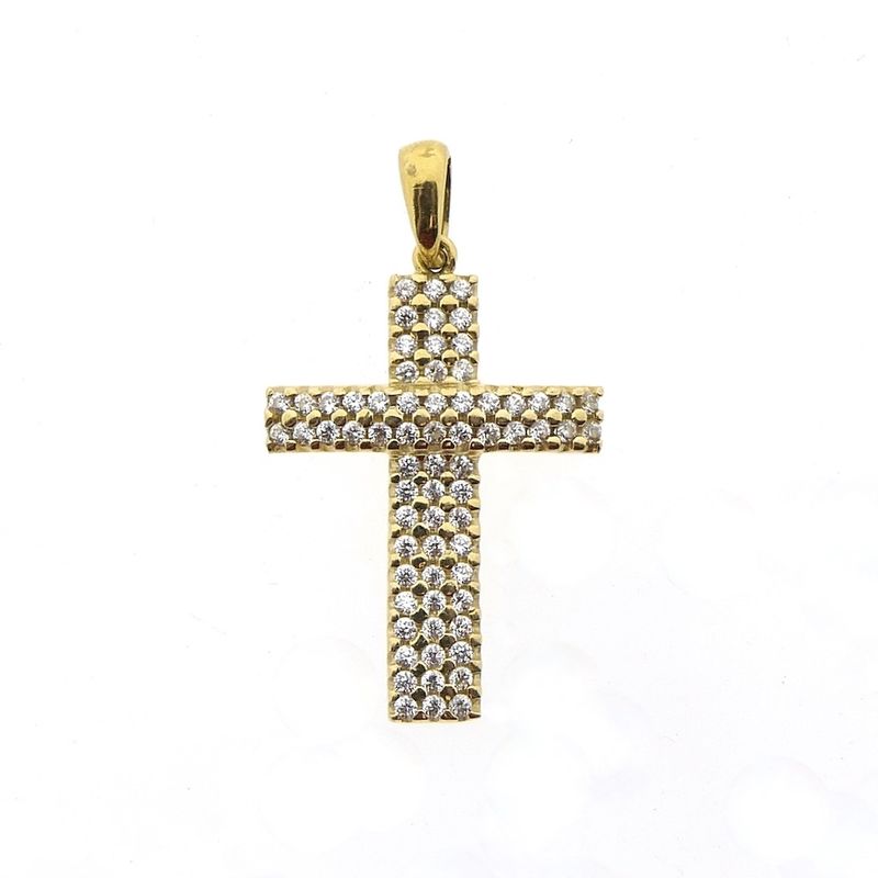 Image 1 of Gold pendant of a cross with zirconia