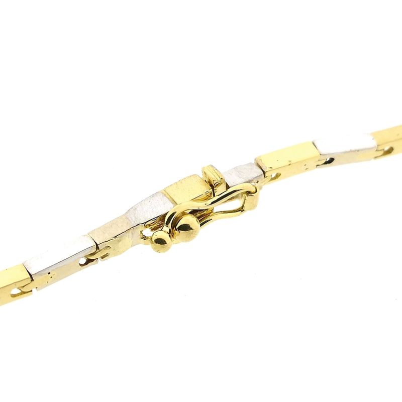 Image 7 of Bicolor Gold Bar Link Necklace with 0.25 ct Diamond; 18K; 46 cm