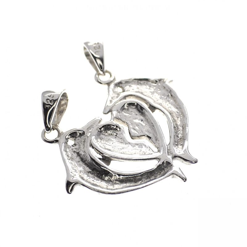 Image 3 of Silver friends pendant; Dolphins