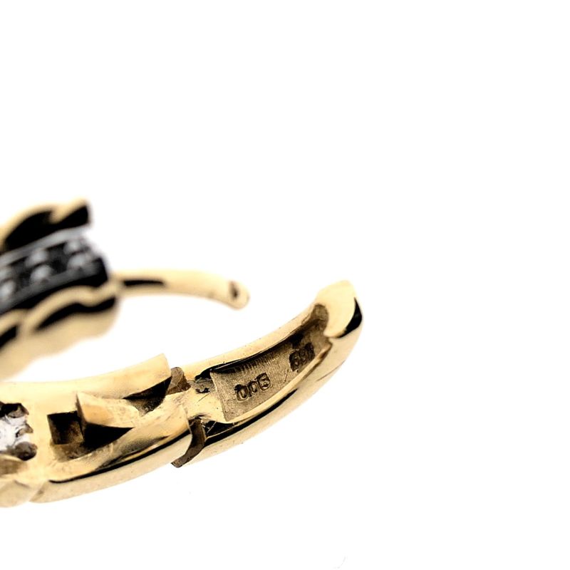 Image 5 of Bicolor gold earrings with diamonds; 0.10 ct.