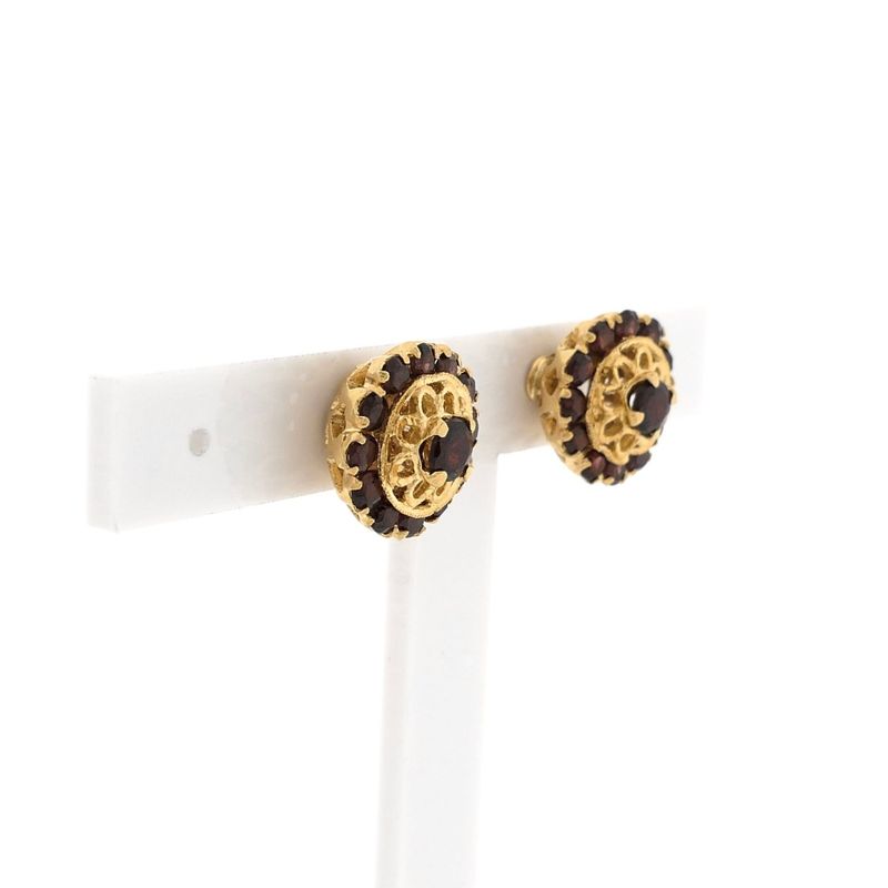 Image 4 of Gold stud earrings with garnet